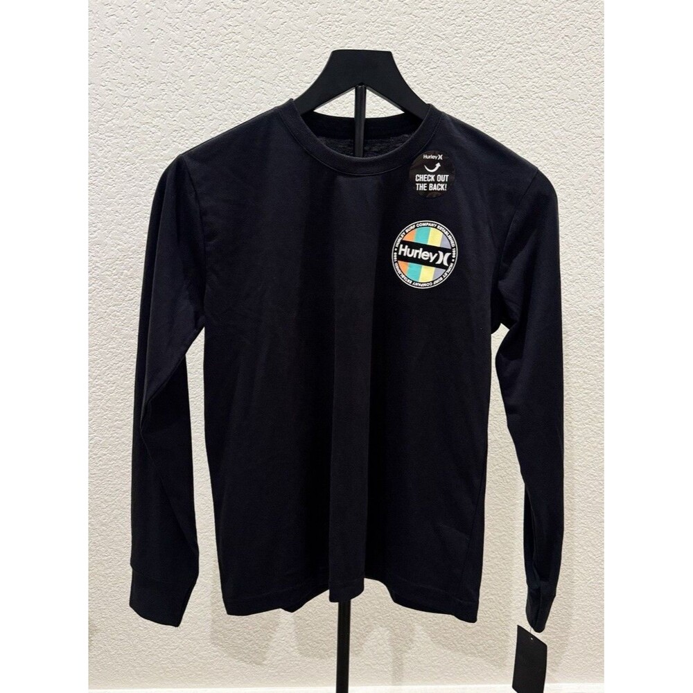 Hurley Big Boys Long Sleeve Vibes Graphic Black T-Shirt. Size M - Picture 2 of 4